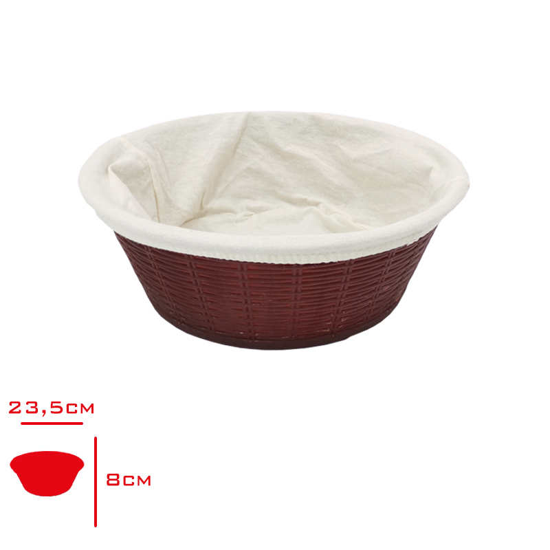 BORA EKMEK SEPETI HASIR DESENLI YUVARLAK BEZLI 23,5 CM BO-662