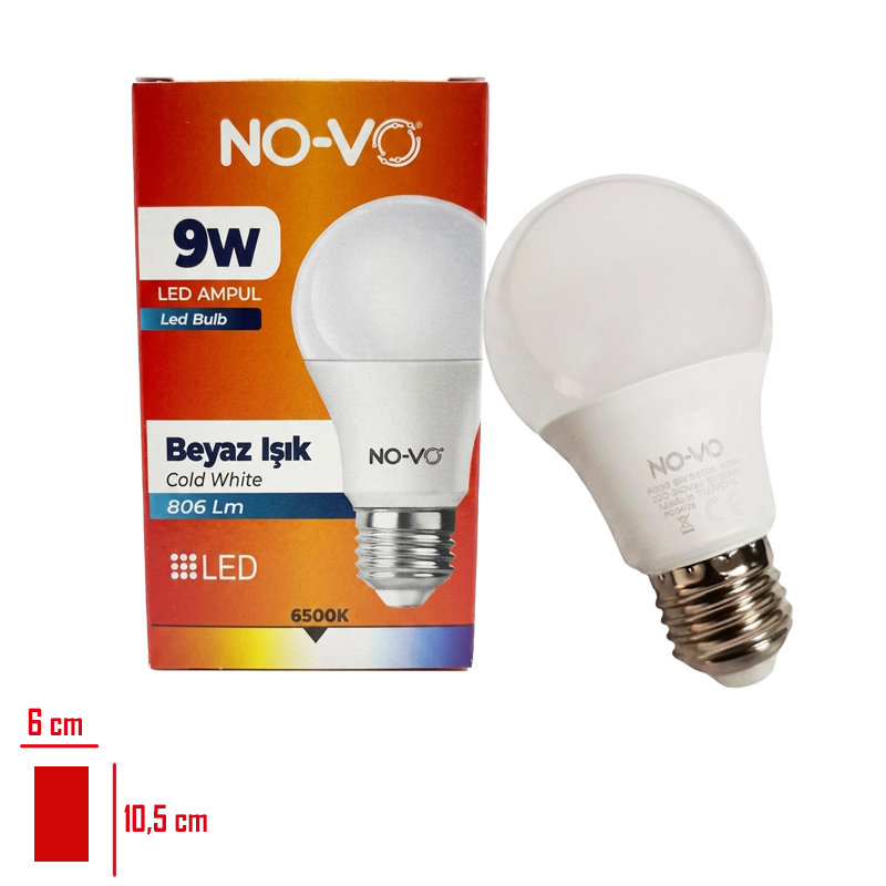 NO-VO LED AMPUL 9W BEYAZ A009