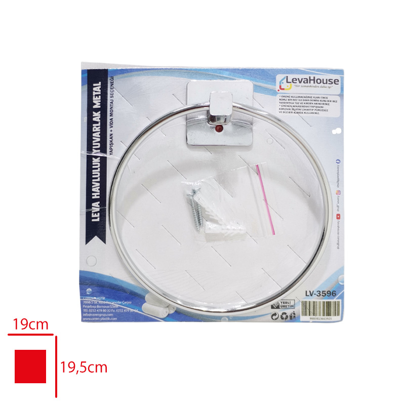 LEVA HAVLULUK YUVARLAK METAL VIDALI VE YAPISKANLI LV-3596