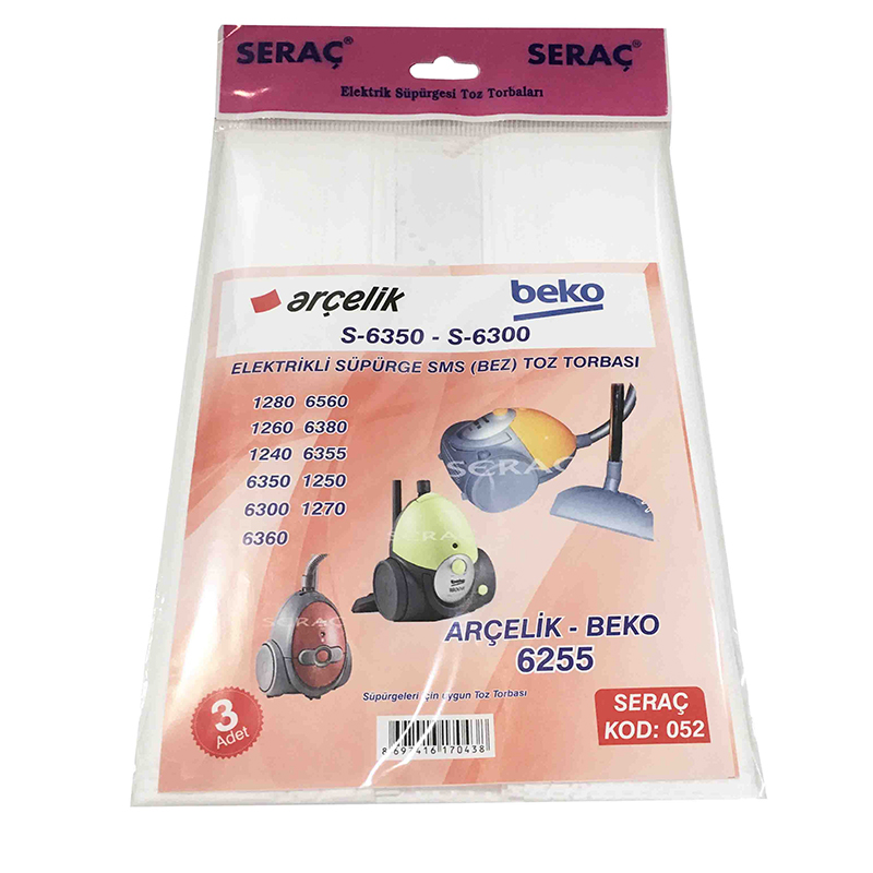 SERAC ELEKTRIK SUPURGESI TOZ TORBASI 3 LU ARCELIK/BEKO 6300 052