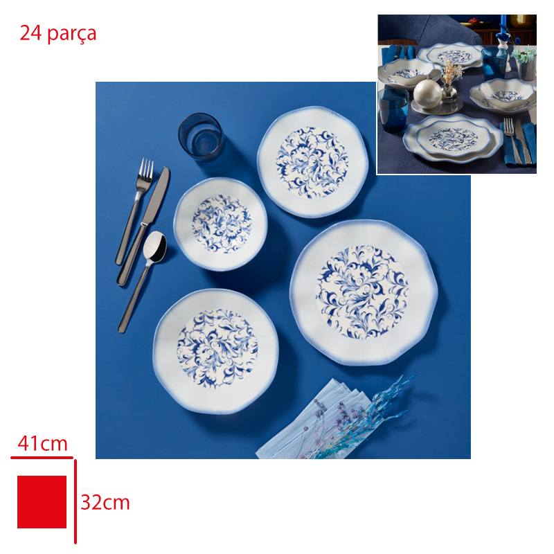 GURAL GBS NESRIN YEMEK TAKIMI 24 PARCA REAKTIF KAPALI KUTU GBSNES24KY4R3214