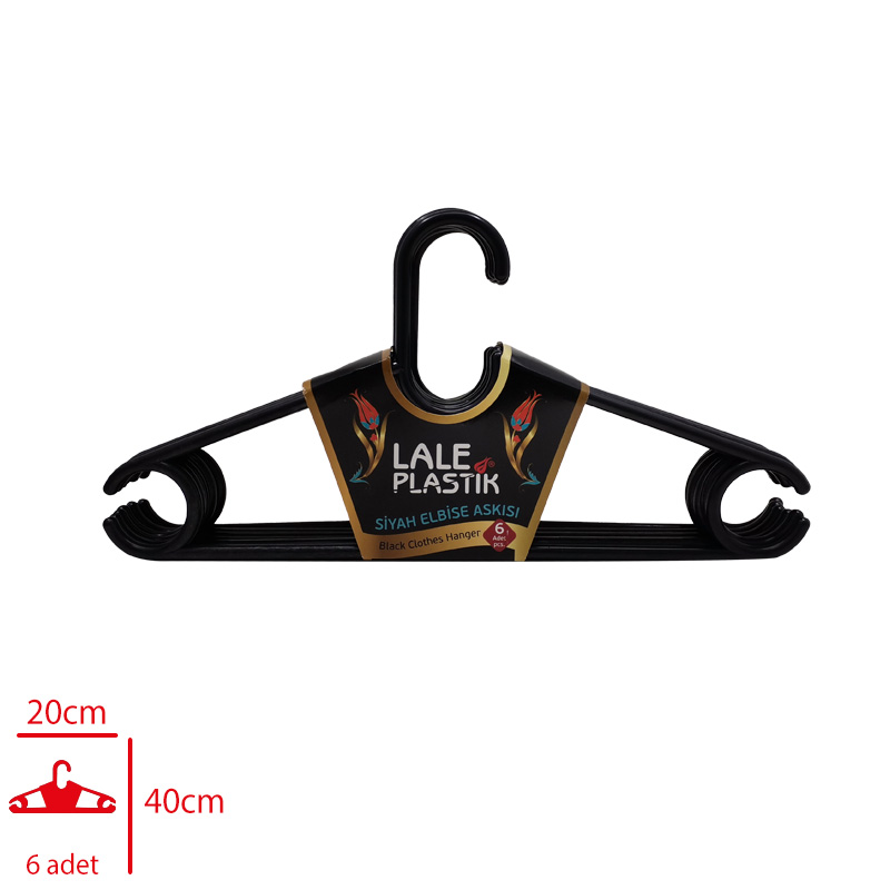LALE ELBISE ASKISI KALIN 6 LI SIYAH/GRI L-062/L-064