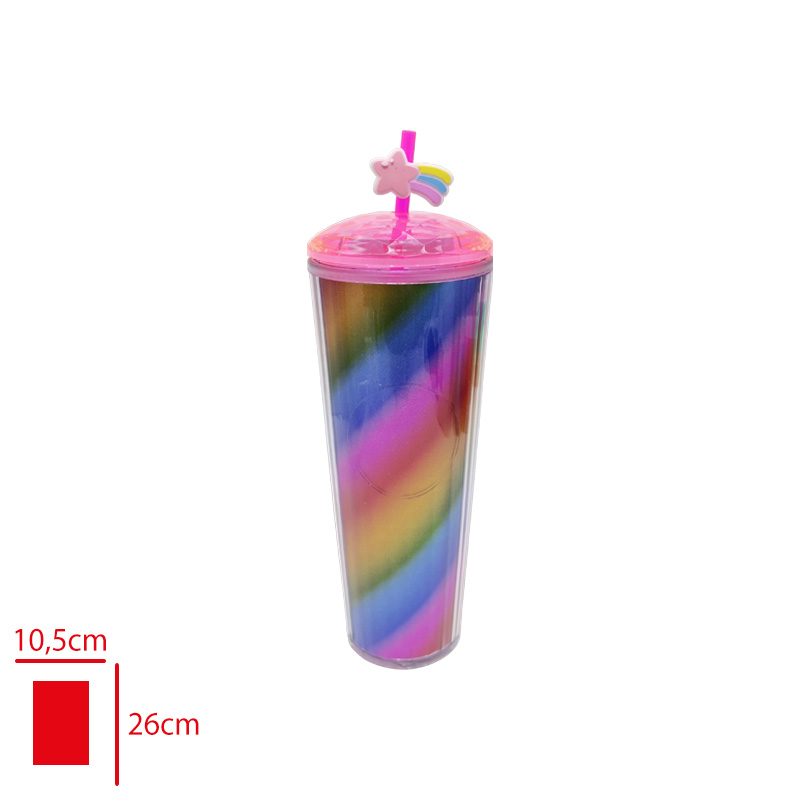 LEVA PIPETLI BARDAK CIZGILI RENKLI 450 ML LV-11043