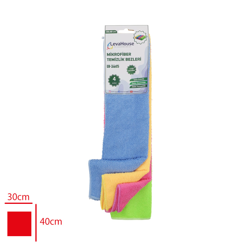 LEVA MIKROFIBER BEZ 4 LU OVERLOKLU KARTELALI 30*40 LV-3605 / TM-600