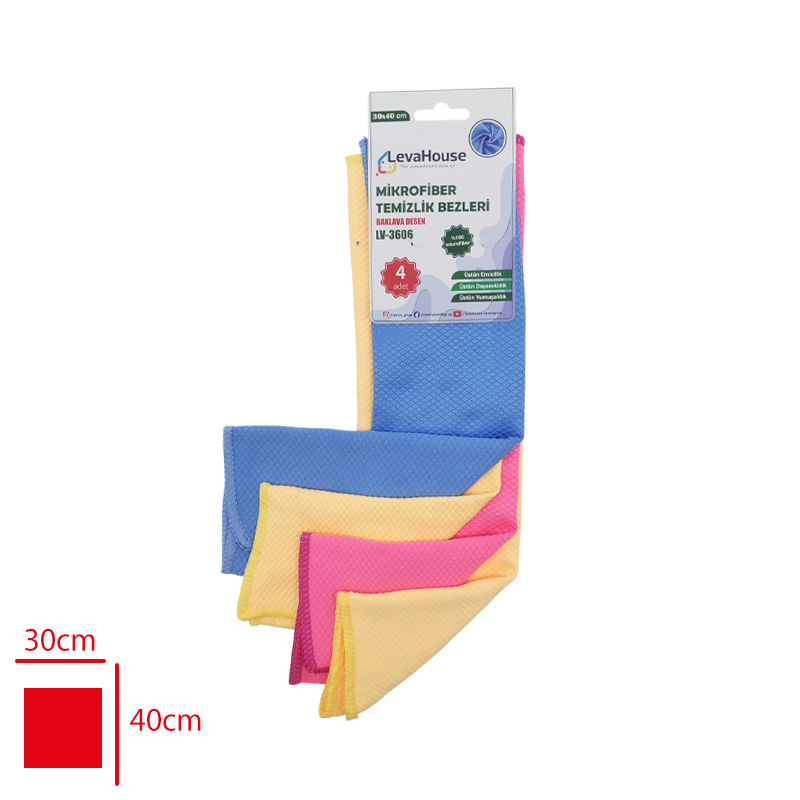 LEVA MIKROFIBER BEZ 4 LU BAKLAVA DESEN KARTELALI 30*40 LV-3606 / TM-612