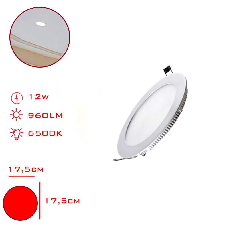 LEVA LED PANEL YUVARLAK SLIM SIVA ALTI 12W BEYAZ ISIK 17,5 CM LV-3092 / 6