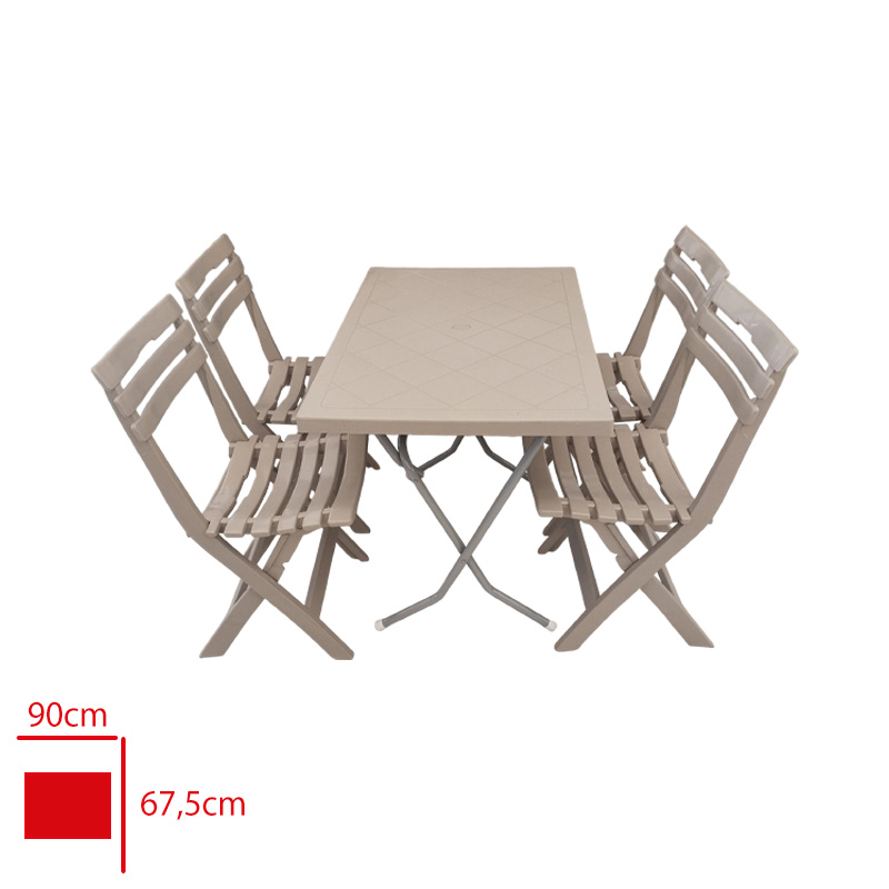 LEVA PIKNIK SETI CAPPUCINO MASA 60*90 METAL AYAK + 4 SANDALYE PLASTIK