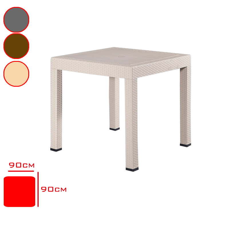 FLORYA MASA RATTAN 90*90 CAMSIZ ANTRASIT/KAHVE/CAPPUCINO