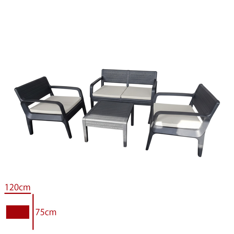 LEVA OTURMA GRUBU REYNA RATTAN 1 IKILI 2 TEKLI 1 SEHPA ANTRASIT