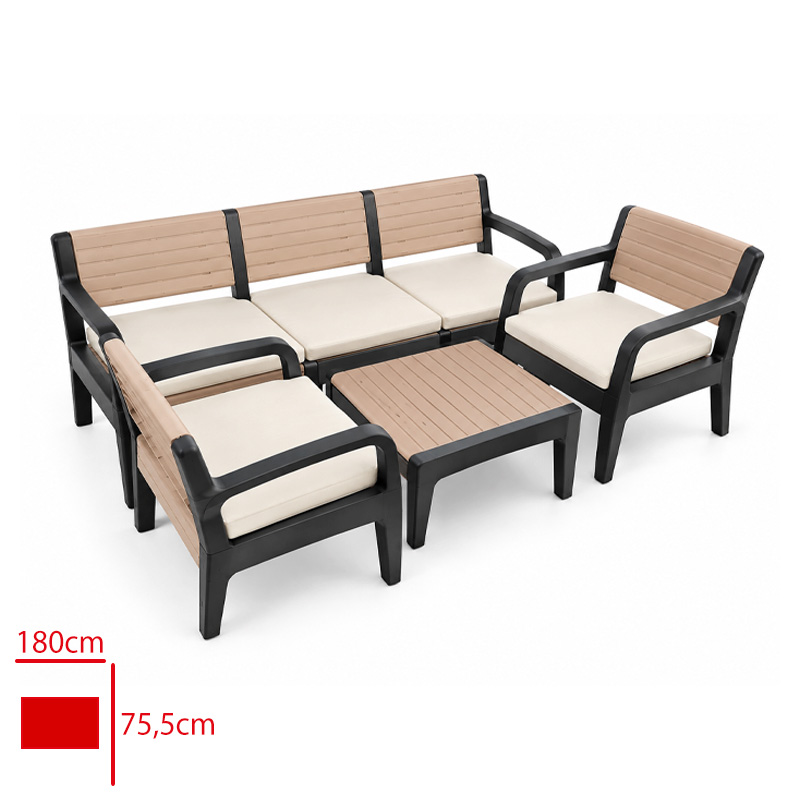 FLORYA OTURMA GRUBU HAVANA RATTAN 1 UCLU 2 TEKLI 1 SEHPA