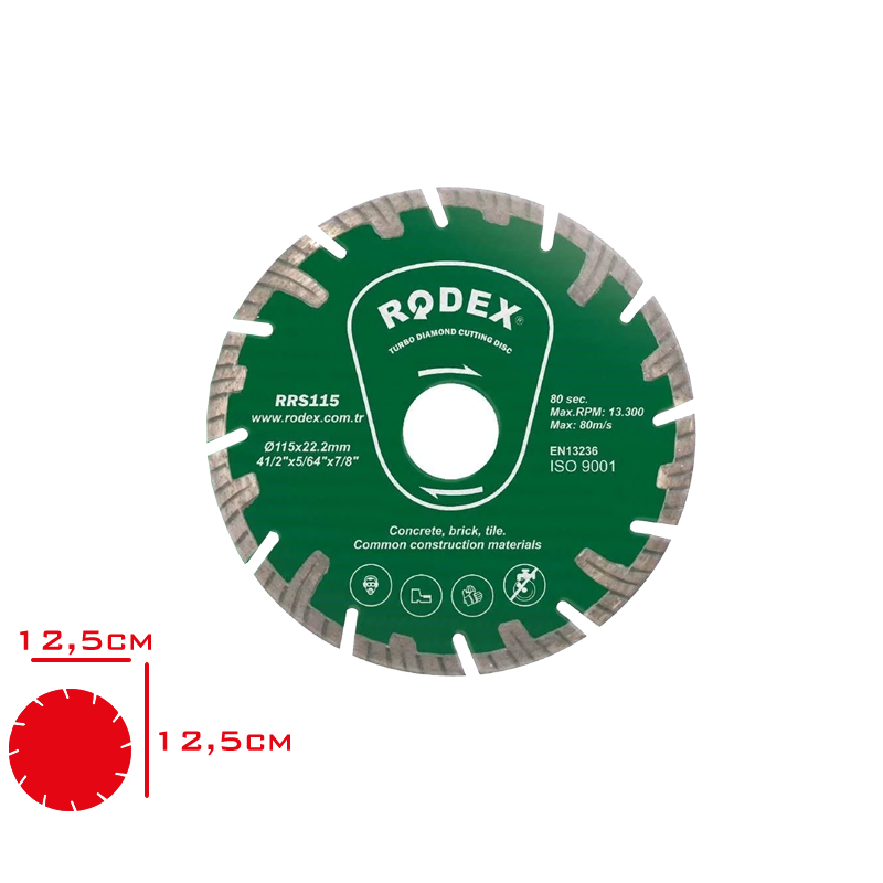 RODEX ELMAS KESME DISKI UTURBO UZUN SEGMENTLI TIP RRS115