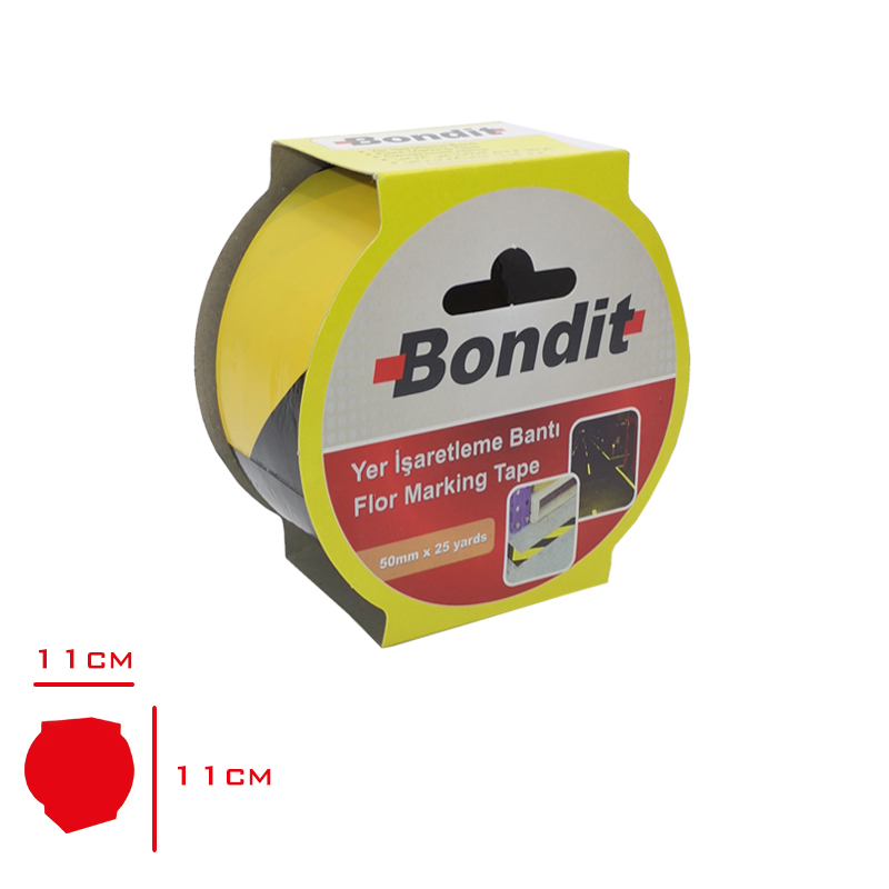 BONDIT YER ISARETLEME BANDI SARI SIYAH 50 MM*25 YDS BNY5025