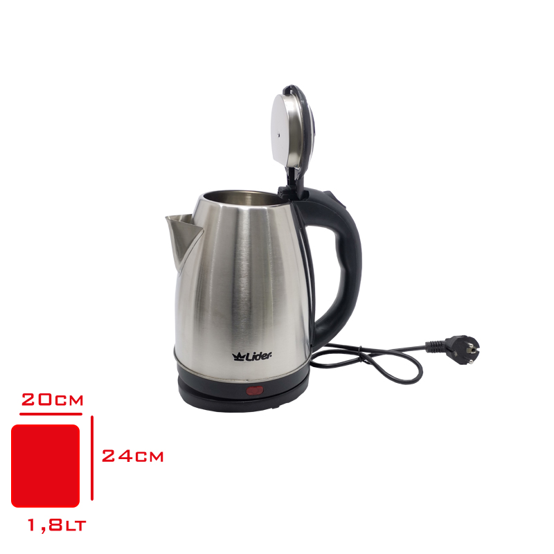 LIDER CELIK SU ISITICI KETTLE 1,8 LT INOX 1800 W LK-90