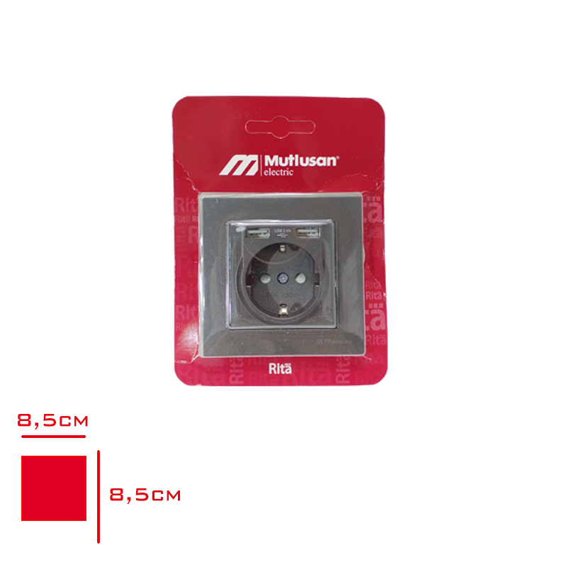 MUTLUSAN RITA TOPRAKLI PRIZ USB LI 2 LI FUME MU2220-61