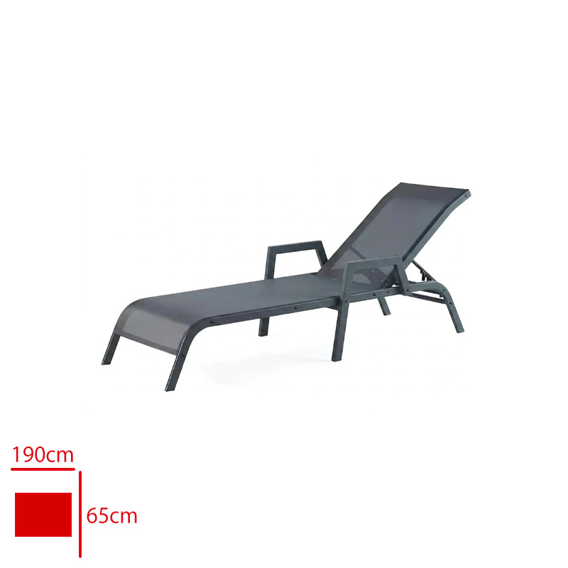 SEZLONG ALUMINYUM KOLLU FLU 65*190*30 ANTRASIT/CAPPUCINO