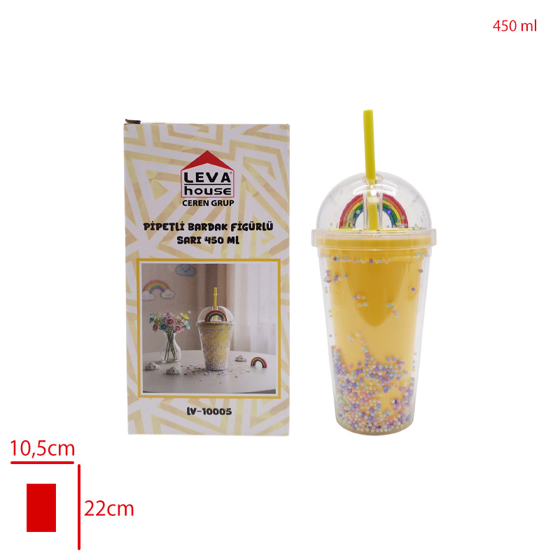 LEVA PIPETLI BARDAK FIGURLU SARI 450 ML LV-10005