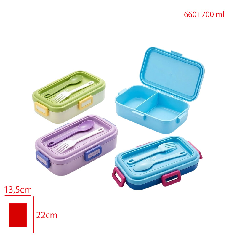 LEVA LUNCH BOX PLASTIK 2 BOLMELI 300+420 ML LV-10003