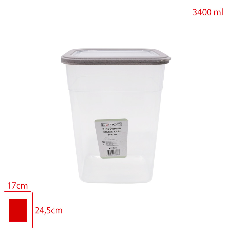 EVMONI ERZAK KABI DIKDORTGEN 3400 ML