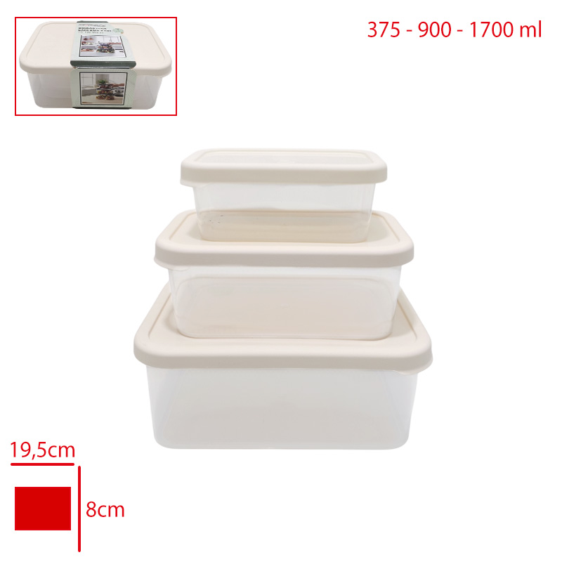 EVMONI SAKLAMA KABI 3 LU DIKDORTGEN (375 ML-900 ML-1700 ML)