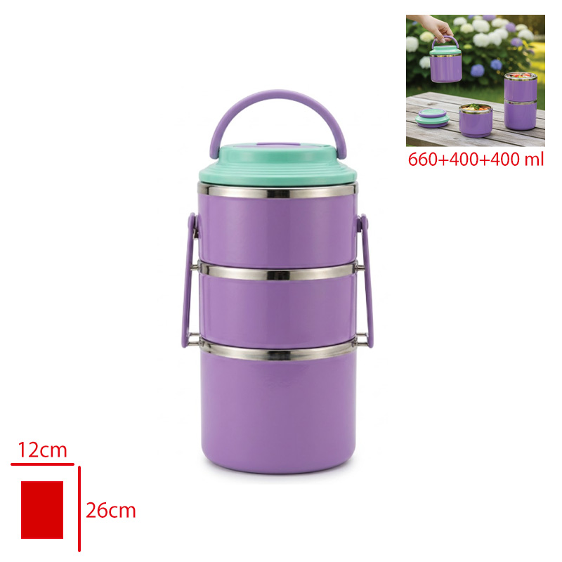 LEVA LUNCH BOX PASLANMAZ CELIK 3 KATLI 660+400+400 ML LV-30007