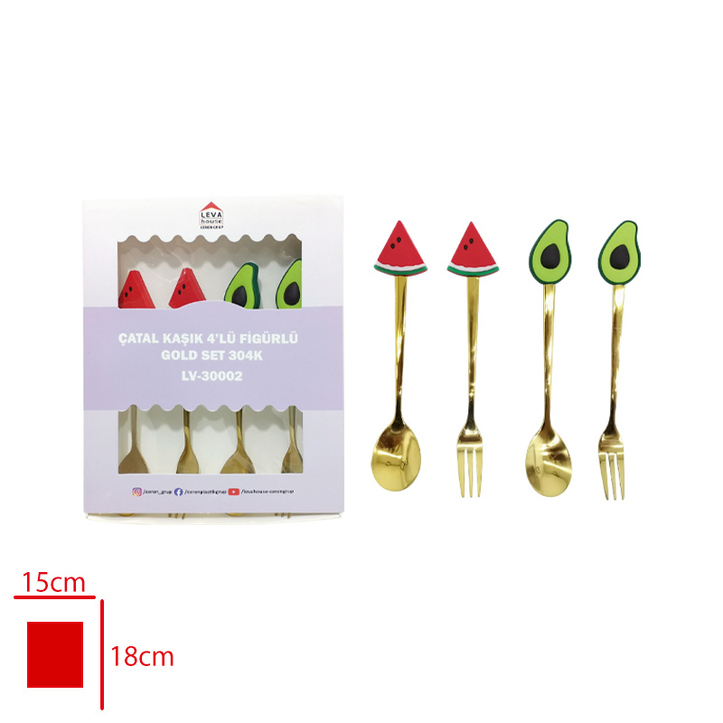 LEVA CATAL KASIK 4 LU FIGURLU GOLD SET 304K LV-30002