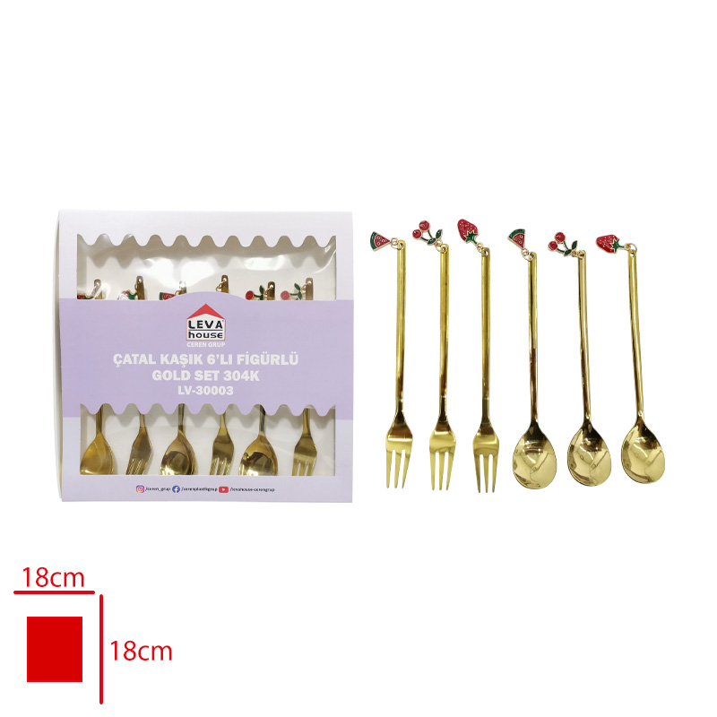 LEVA CATAL KASIK 6 LI FIGURLU GOLD SET 304K LV-30003