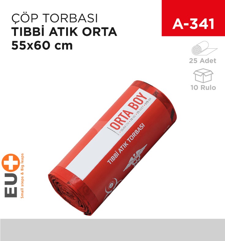 ÇÖP TORBASI TIBBİ ATIK RULO ORTA 55*60 CM (25Lİ) (575GR)