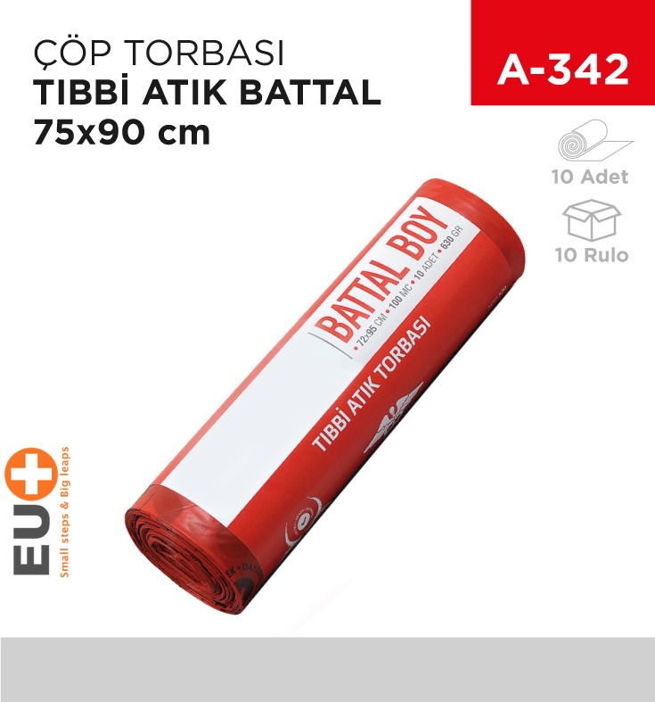 ÇÖP TORBASI TIBBİ ATIK RULO BATTAL 75*90 CM (10LU) (630GR)