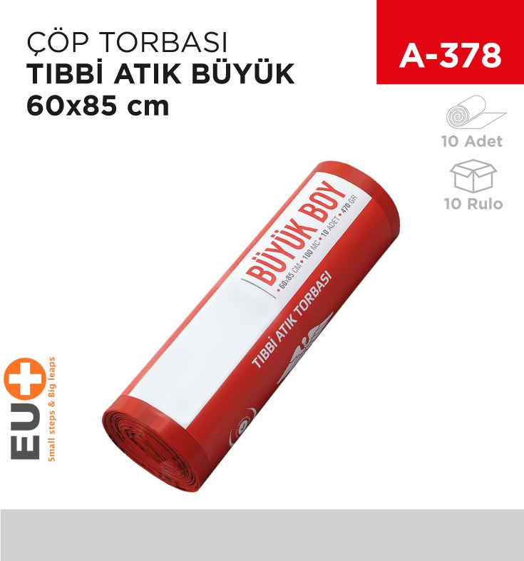 ÇÖP TORBASI TIBBİ ATIK RULO BÜYÜK 60*85 CM (10LU) (470GR)