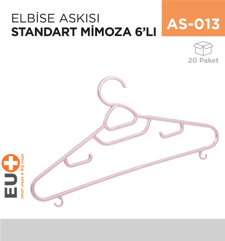 ELBİSE ASKISI STANDART MİMOZA 6LI (TP 127)