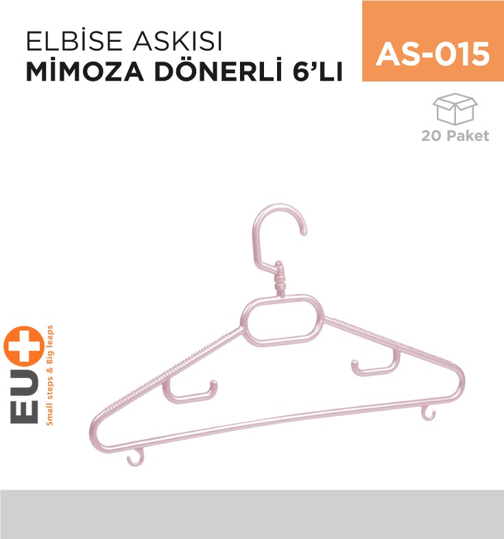 ELBİSE ASKISI MİMOZA DÖNERLİ 6LI (TP 143)