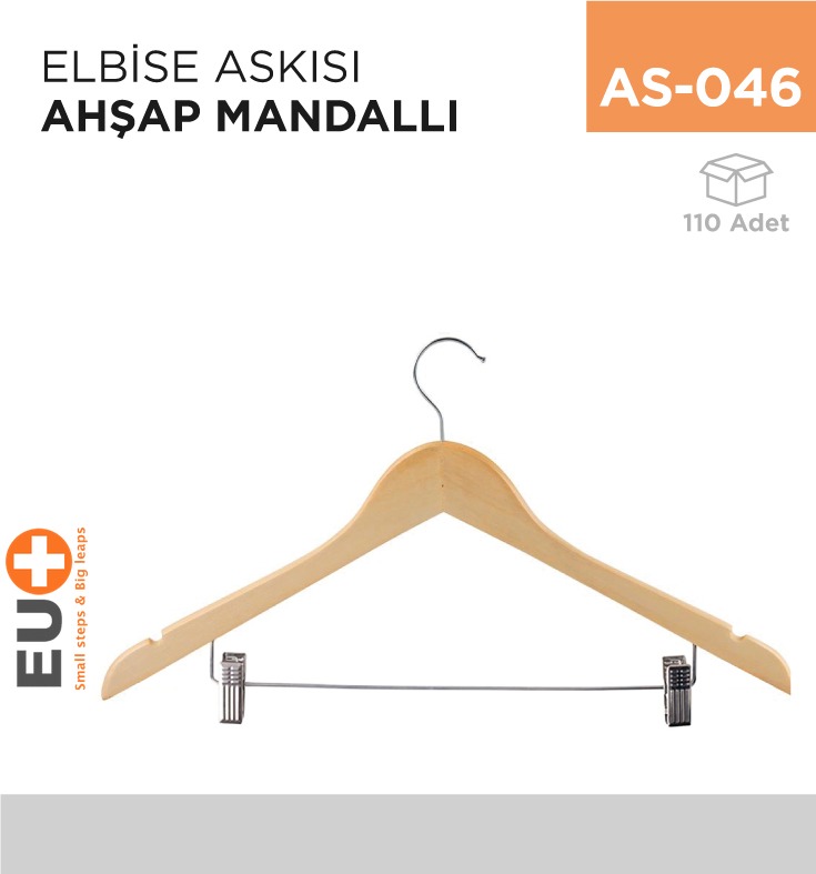 ELBİSE ASKISI AHŞAP MANDALLI