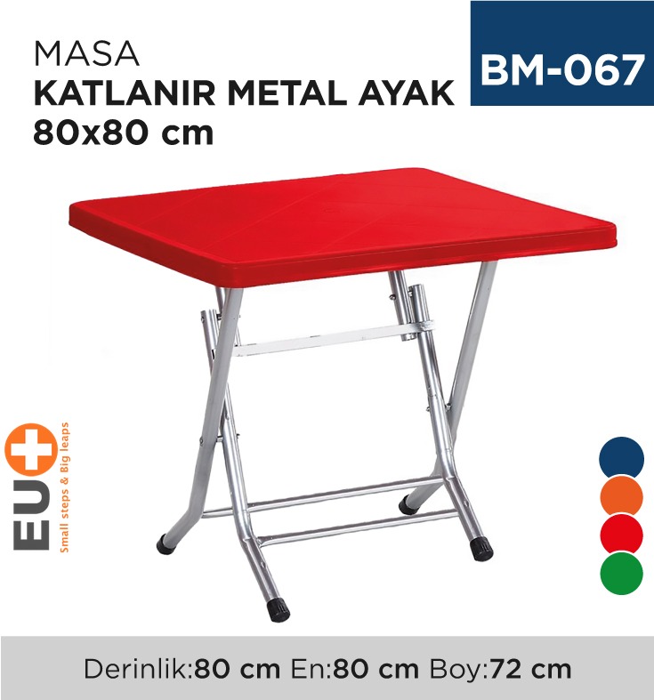 MASA KATLANIR METAL AYAK 80 CM*80 CM RENKLİ