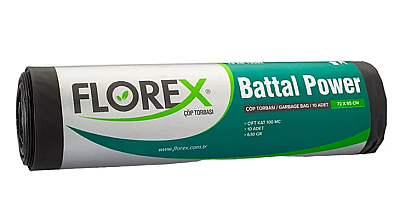 Florex Power Battal Boy Siyah Çöp Torbası 72x95 cm - 630 gr