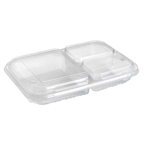 3 Bölmeli Kendinden Kapaklı Kebap Kabı