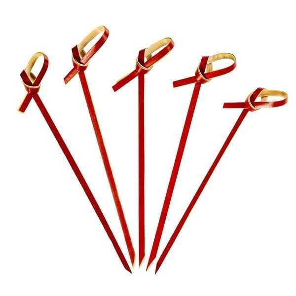 Düğümlü Kırmızı Bambu Kürdan 9 cm