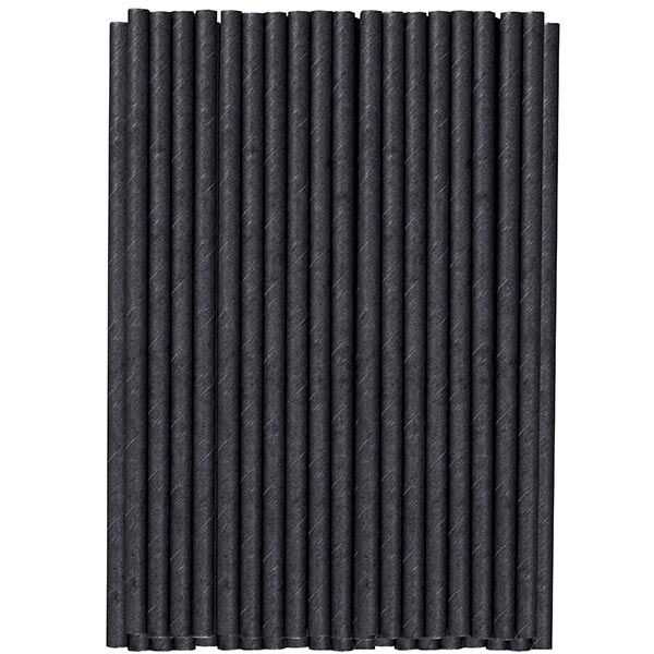 Siyah Frozen Kağıt Pipet 8mmx23cm