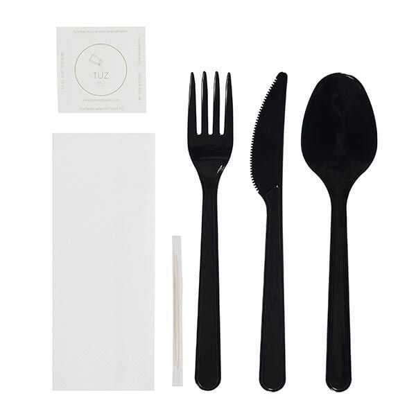6'lı Lüks Siyah Çatal Bıçak Kaşık Yemek Seti