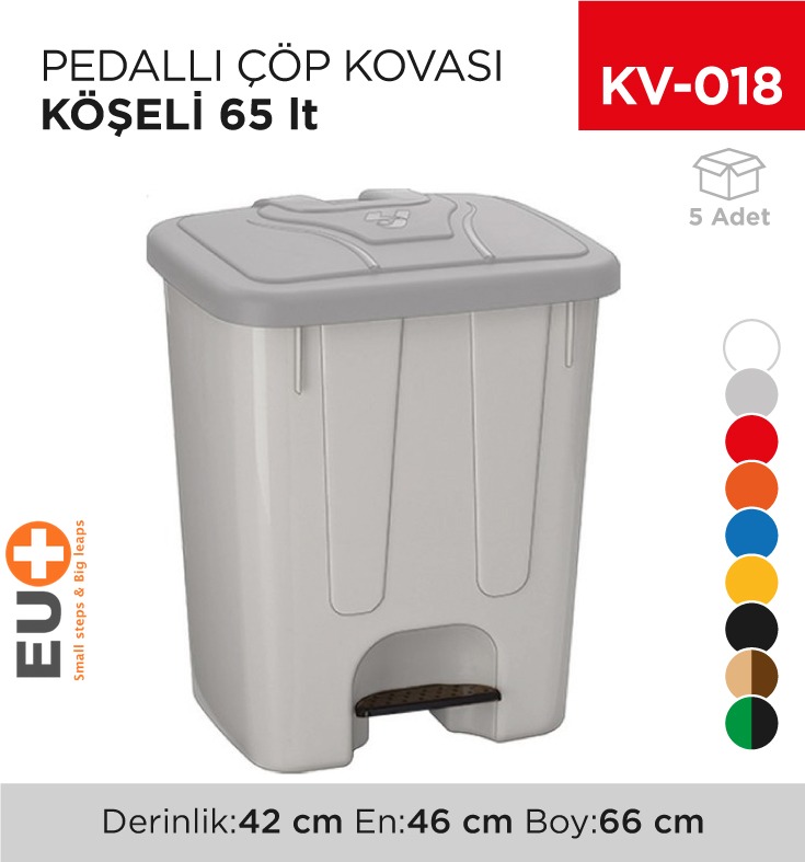 PEDALLI ÇÖP KOVASI KÖŞELİ 65 LT (4260)