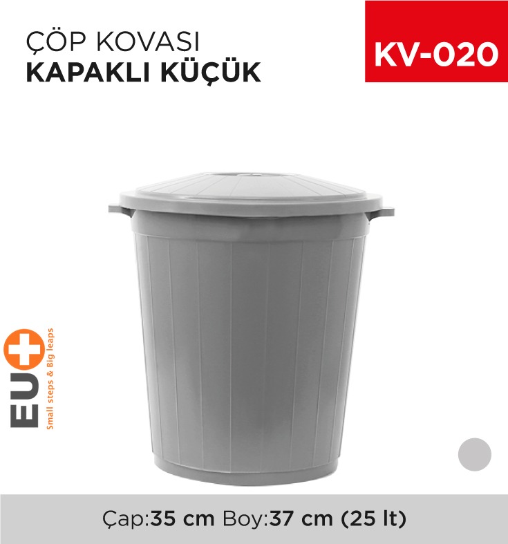 KÜÇÜK ÇÖP KOVASI KAPAKLI 25 LT (UP 108)