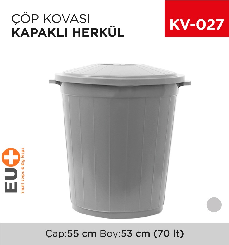 HERKÜL ÇÖP KOVASI KAPAKLI 70 LT (UP 106)(AFORM)