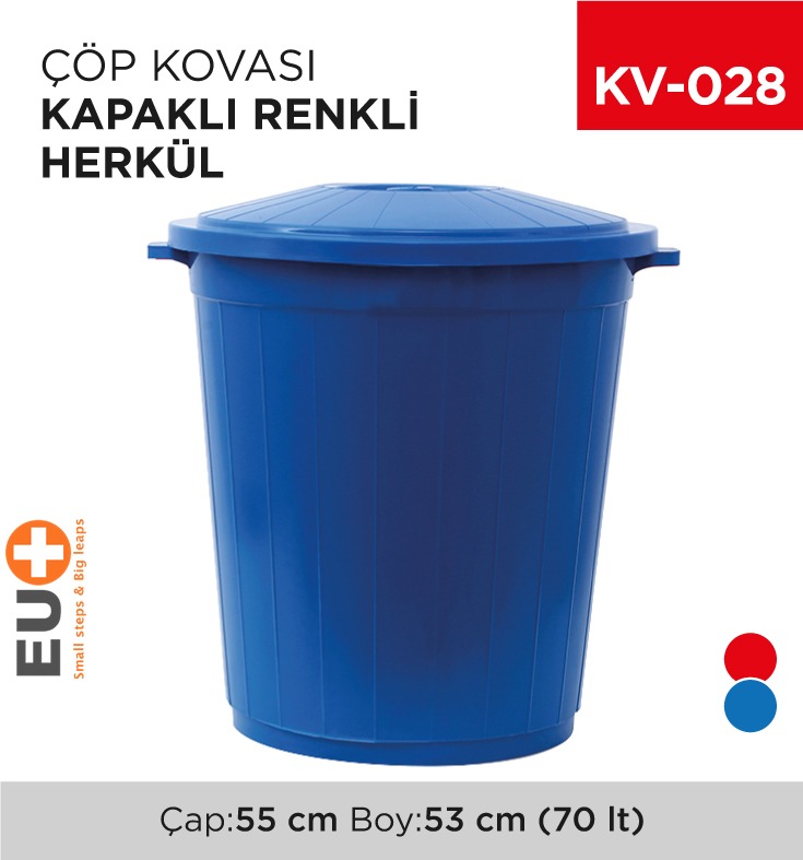 HERKÜL ÇÖP KOVASI KAPAKLI RENKLİ 70 LT (UP 106)(AFORM)