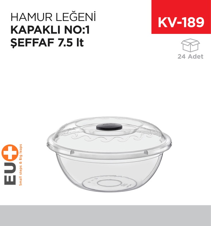 HAMUR LEĞENİ KAPAKLI NO:1 ŞEFFAF (7.5 LT) (E101)