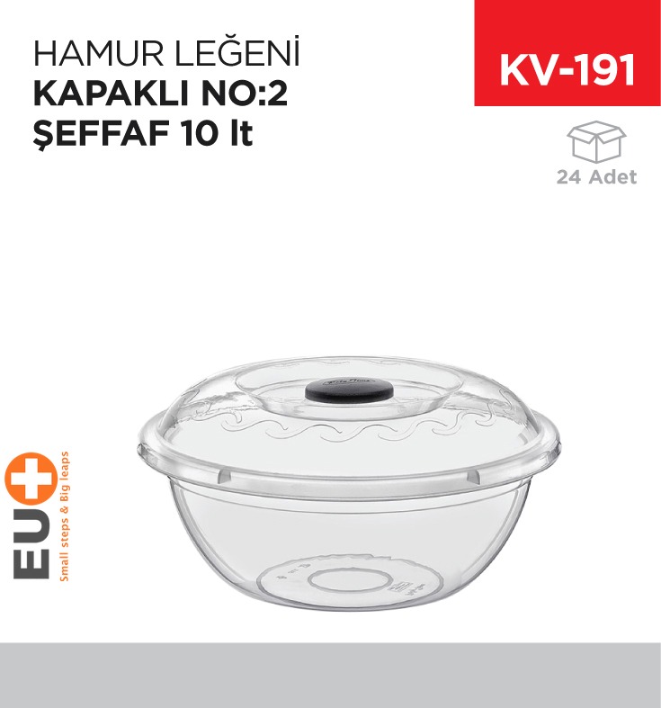 HAMUR LEĞENİ KAPAKLI NO:2 ŞEFFAF (10 LT) (E-102)