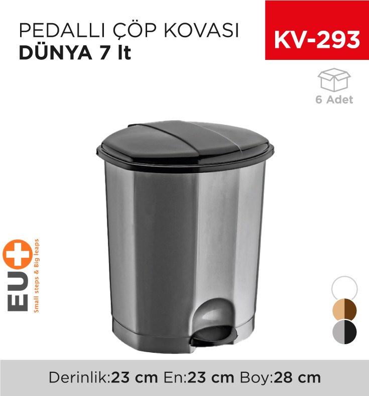 PEDALLI ÇÖP KOVASI DÜNYA 7 LT (01011)
