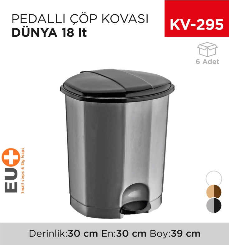 PEDALLI ÇÖP KOVASI DÜNYA 18 LT (01013)