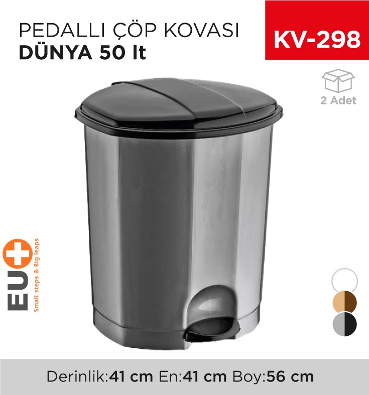 PEDALLI ÇÖP KOVASI DÜNYA 50 LT (01015)