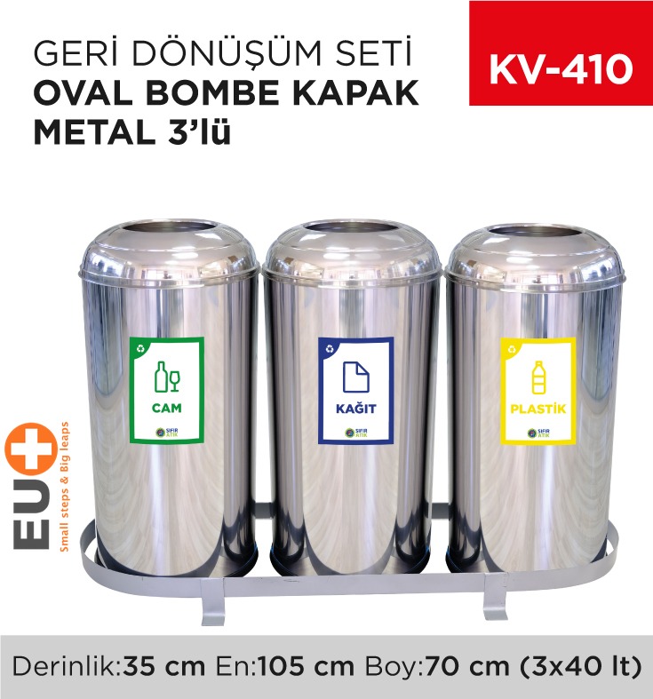 GERİ DÖNÜŞÜM SETİ OVAL BOMBE KAPAK METAL 3LÜ