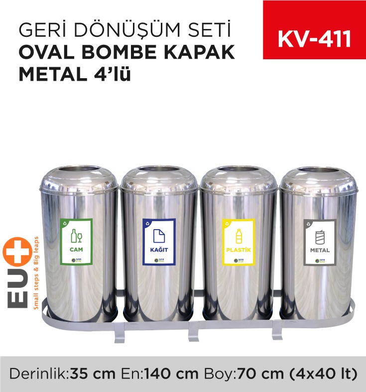 GERİ DÖNÜŞÜM SETİ OVAL BOMBE KAPAK METAL 4LÜ