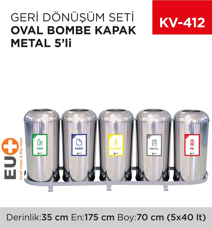 GERİ DÖNÜŞÜM SETİ OVAL BOMBE KAPAK METAL 5Lİ
